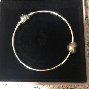 Pandora Bangle Bracelet & Pink Heart charm